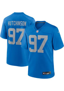 Aidan Hutchinson   Detroit Lions Blue Alt Throwback Football Jersey