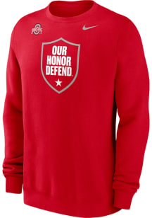 Nike Ohio State Buckeyes Mens Red Our Honor Defend Long Sleeve Crew Sweatshirt