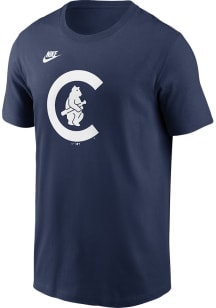 Nike Chicago Cubs Navy Blue Cooperstown Team Logo Short Sleeve T Shirt