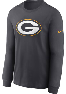 Nike Green Bay Packers Charcoal Logo Essential Long Sleeve T Shirt