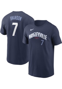 Dansby Swanson Chicago Cubs Navy Blue City Con Short Sleeve Player T Shirt