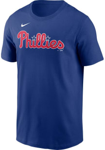 Nike Philadelphia Phillies Blue Wordmark Short Sleeve T Shirt