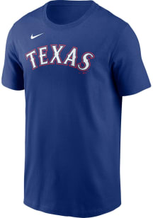 Nike Texas Rangers Blue Wordmark Graphic Short Sleeve T Shirt