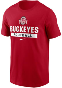 Nike Ohio State Buckeyes Red Stacked Football Style Short Sleeve T Shirt