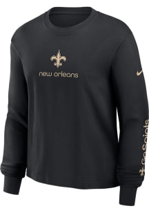 Nike New Orleans Saints Womens Black Boxy LS Tee