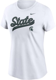 Nike Michigan State Spartans Womens White Local Script Short Sleeve T-Shirt