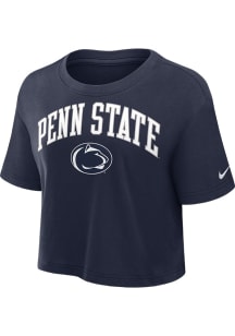 Nike Penn State Nittany Lions Womens Navy Blue Arch Crop Short Sleeve T-Shirt