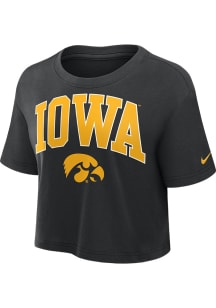 Nike Iowa Hawkeyes Womens Black Arch Crop Short Sleeve T-Shirt