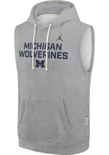 Nike Michigan Wolverines Grey Dri Fit Jordan Short Sleeve Hoods