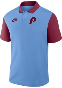 Nike Philadelphia Phillies Mens Light Blue Cooperstown Knockout Short Sleeve Polo
