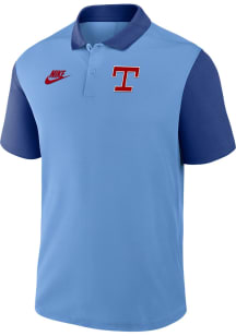 Nike Texas Rangers Mens Light Blue Cooperstown Knockout Short Sleeve Polo