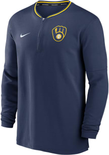 Nike Milwaukee Brewers Mens Navy Blue AC DF Long Sleeve Qtr Zip Pullover