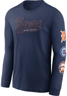Nike Detroit Tigers Navy Blue Cooperstown Knockout Long Sleeve T Shirt