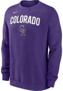 Nike Colorado Rockies Mens Purple Fleece Long Sleeve Crew Sweatshirt