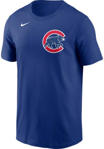 Nike Chicago Cubs Blue Fuse Wordmark Short Sleeve T Shirt
