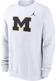 Nike Michigan Wolverines Mens White Jordan Primary Logo Long Sleeve Crew Sweatshirt