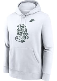 Nike Michigan State Spartans Mens White Primary Logo Long Sleeve Hoodie