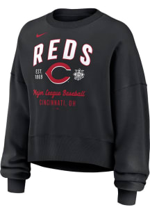 Nike Cincinnati Reds Womens Black Fangear Crew Sweatshirt