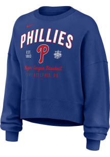 Nike Philadelphia Phillies Womens Blue Fangear Crew Sweatshirt