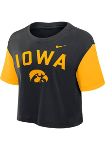 Nike Iowa Hawkeyes Womens Black Colorblock Short Sleeve T-Shirt