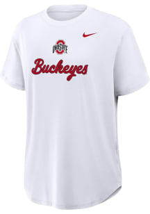 Nike Ohio State Buckeyes Womens White Oversized Short Sleeve T-Shirt