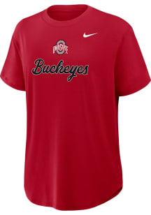 Nike Ohio State Buckeyes Womens Red Oversized Short Sleeve T-Shirt