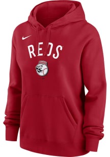 Nike Cincinnati Reds Womens Red Slant Hooded Sweatshirt