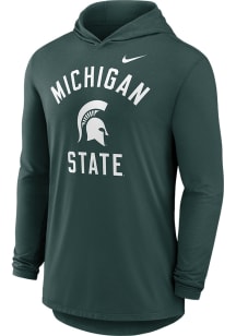 Nike Michigan State Spartans Mens Green Arch Long Sleeve Lightweight Hoodie