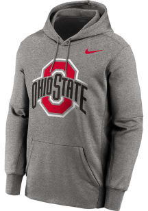 Nike Ohio State Buckeyes Mens Grey Primary Logo Therma Hood