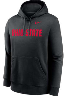 Nike Ohio State Buckeyes Mens Black Wordmark Club Fleece Long Sleeve Hoodie
