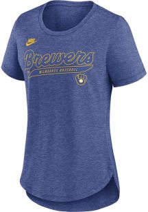 Nike Milwaukee Brewers Womens Blue Cooperstown Short Sleeve T-Shirt