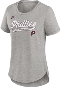 Nike Philadelphia Phillies Womens Grey Cooperstown Short Sleeve T-Shirt