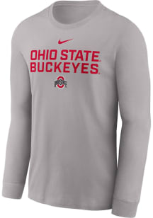 Nike Ohio State Buckeyes Grey Sideline Team Issue Long Sleeve T Shirt