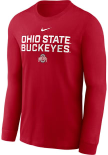 Nike Ohio State Buckeyes Red Sideline Team Issue Long Sleeve T Shirt