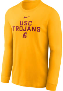 Nike USC Trojans Gold Sideline Team Issue Long Sleeve T Shirt