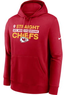 Nike Kansas City Chiefs Mens Red 2024 Division Champs Long Sleeve Hoodie