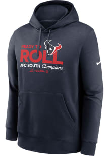 Nike Houston Texans Mens Navy Blue 2024 Division Champs Long Sleeve Hoodie