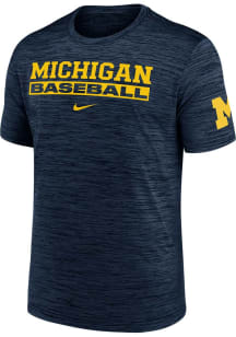 Nike Michigan Wolverines Blue BASEBALL 2 HIT Short Sleeve T Shirt