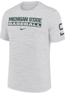 Nike Michigan State Spartans White BASEBALL 2 HIT Short Sleeve T Shirt