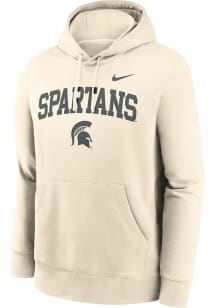 Nike Michigan State Spartans Mens Natural CLUB FLEECE Long Sleeve Hoodie
