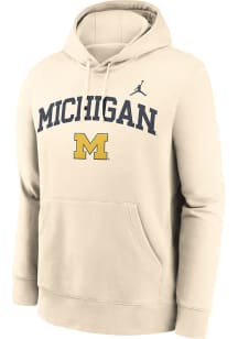 Nike Michigan Wolverines Mens Natural CLUB FLEECE Long Sleeve Hoodie