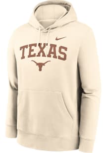 Nike Texas Longhorns Mens Natural CLUB FLEECE Long Sleeve Hoodie