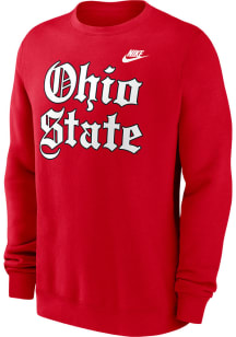 Nike Ohio State Buckeyes Mens Red Old English Long Sleeve Crew Sweatshirt