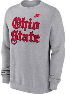 Nike Ohio State Buckeyes Mens Grey Old English Long Sleeve Crew Sweatshirt