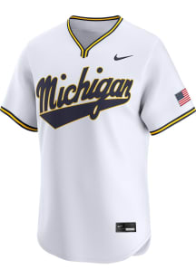 Nike Michigan Wolverines Mens White Home Baseball Jersey