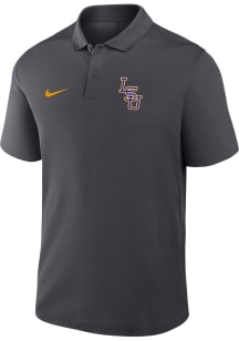 Nike LSU Tigers Mens Anthracite VICTORY Baseball Logo Short Sleeve Polo