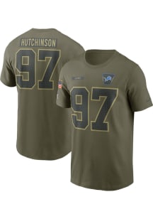 Aidan Hutchinson Detroit Lions Olive Salute to Service Short Sleeve Player T Shirt