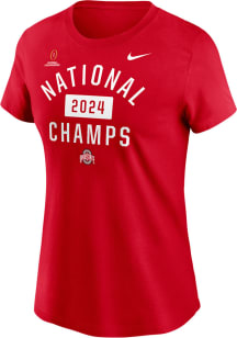 Nike Ohio State Buckeyes Womens Red 2024 Football National Champions Short Sleeve T-Shirt