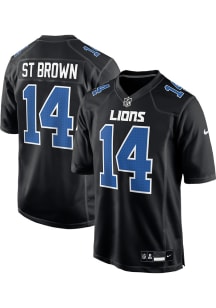 Amon-Ra St. Brown  Nike Detroit Lions Black Carbon Football Jersey