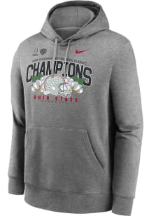 Nike Ohio State Buckeyes Mens Grey Football 2025 Cotton Bowl Champions Long Sleeve Hoodie